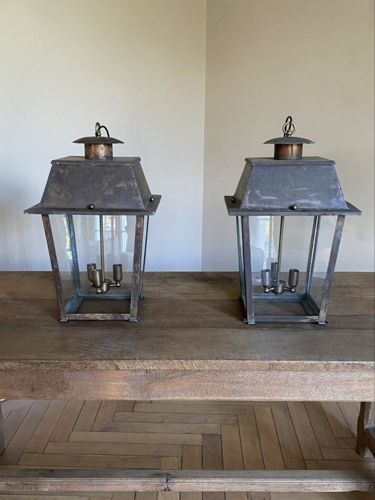 Pair of Antique Copper Hall Lanterns
