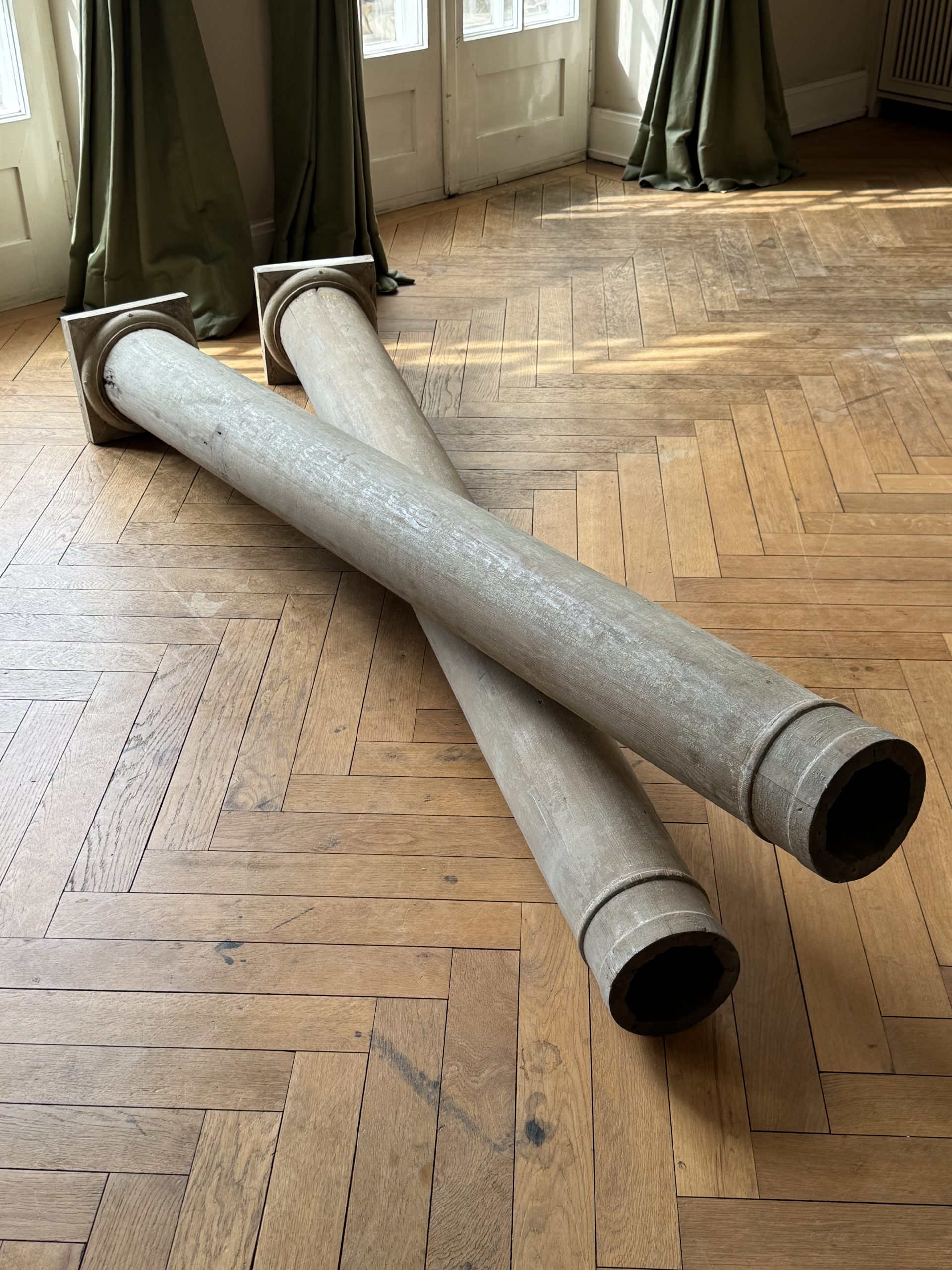 Pair of Antique Swedish Wooden Columns 