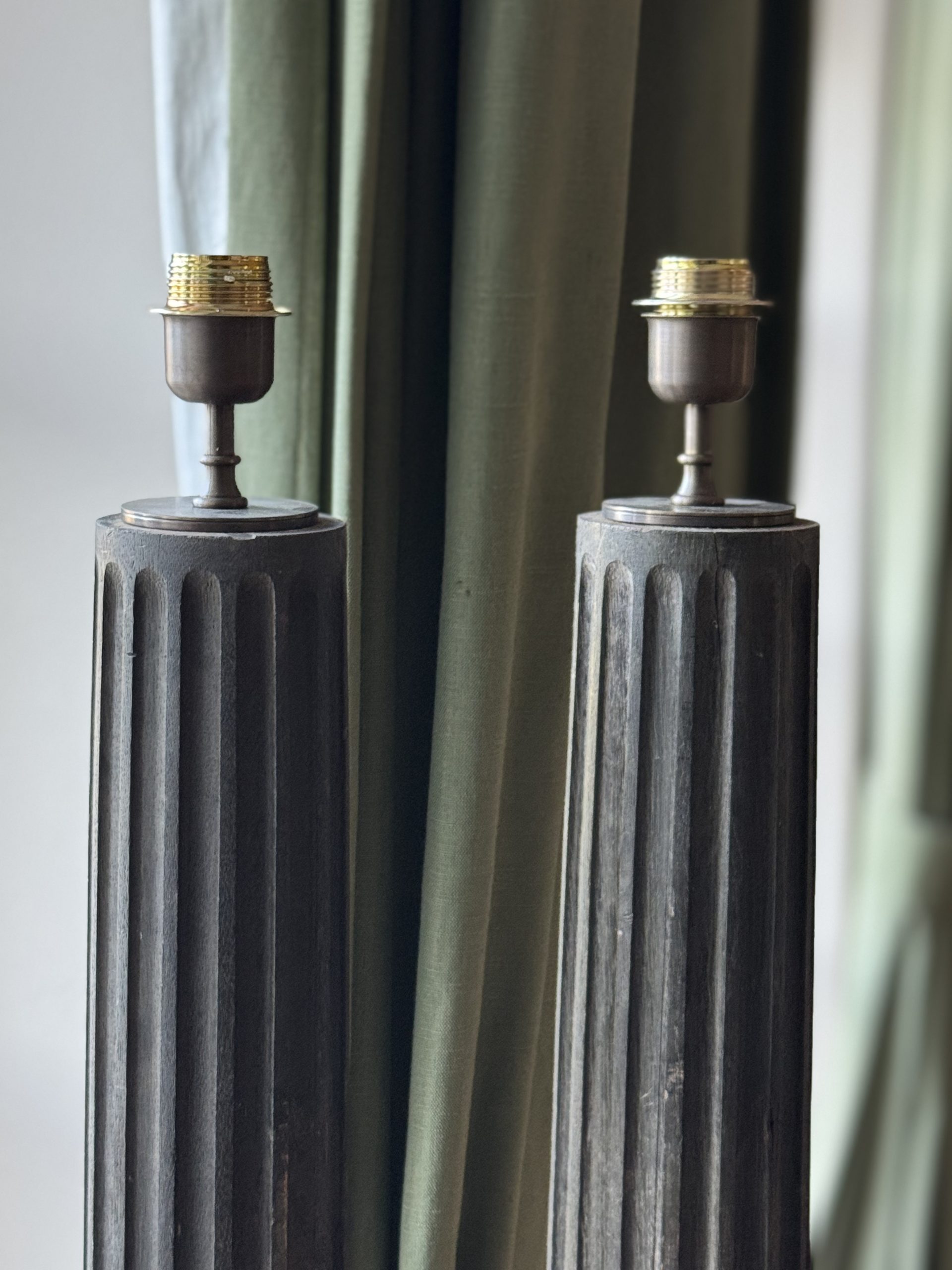 Pair of Floor Lamps - Carved Wooden Columns From Around 1780