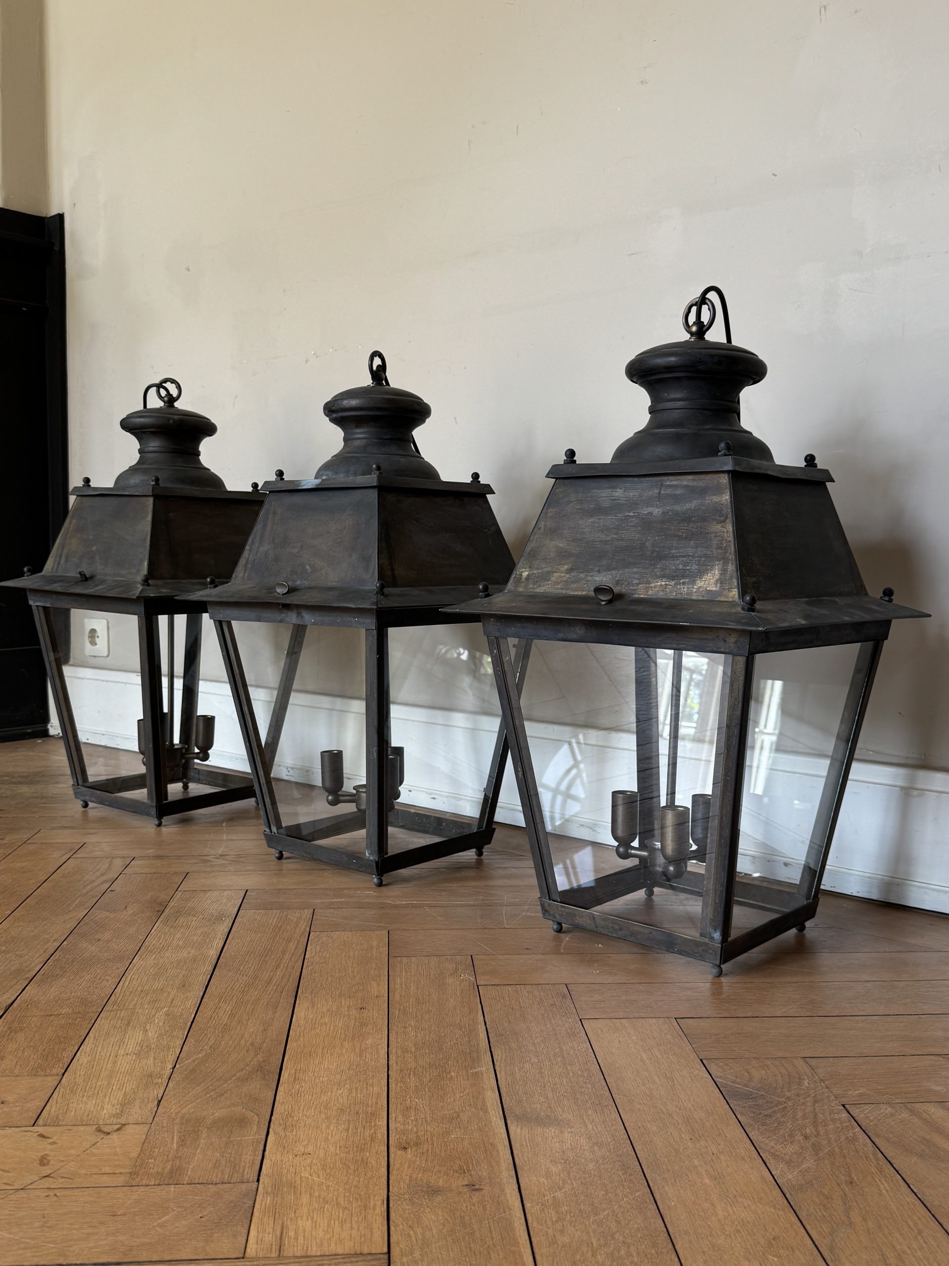Suite of 3 Antique Hanging Lanterns