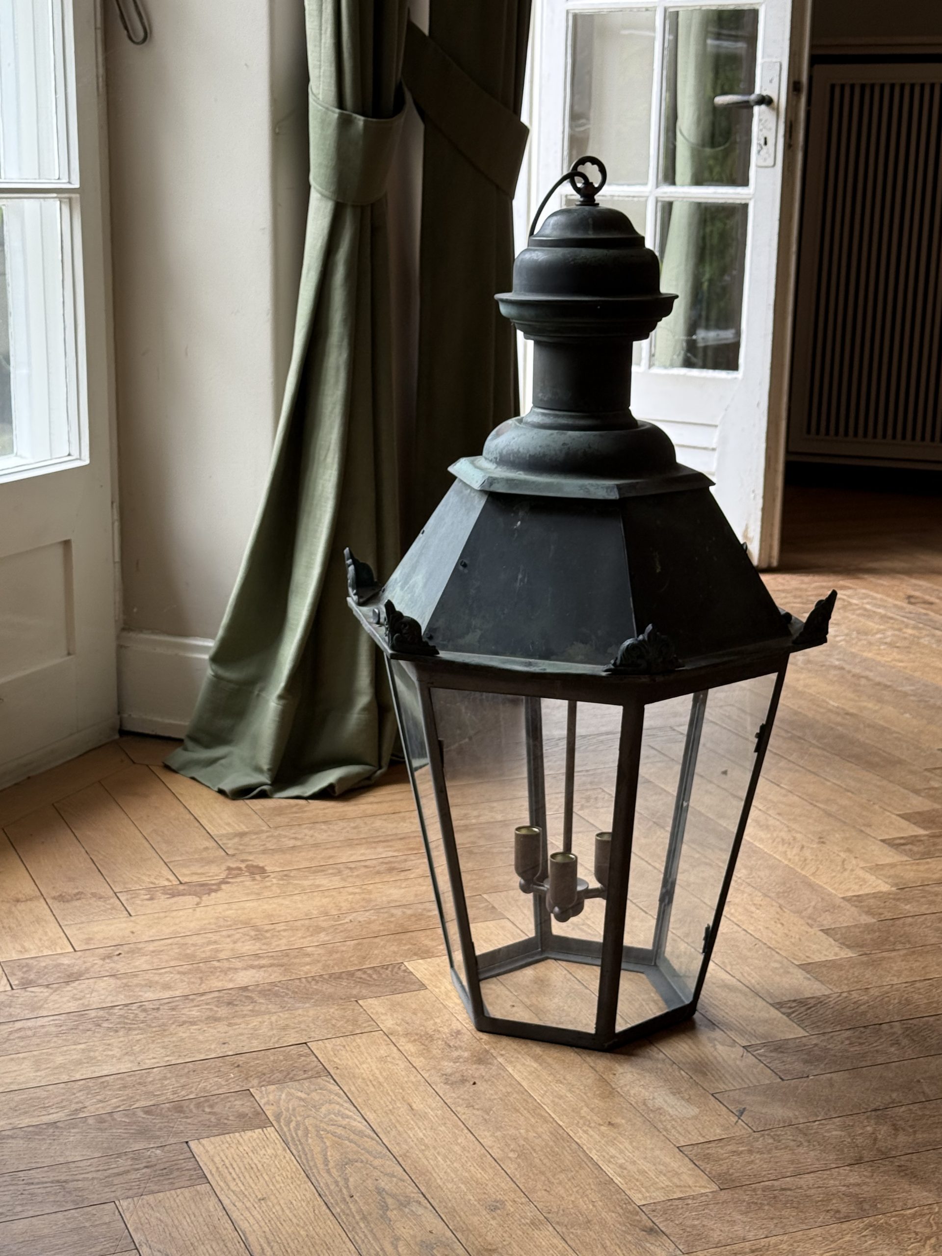 Large Antique Copper Hall Lantern