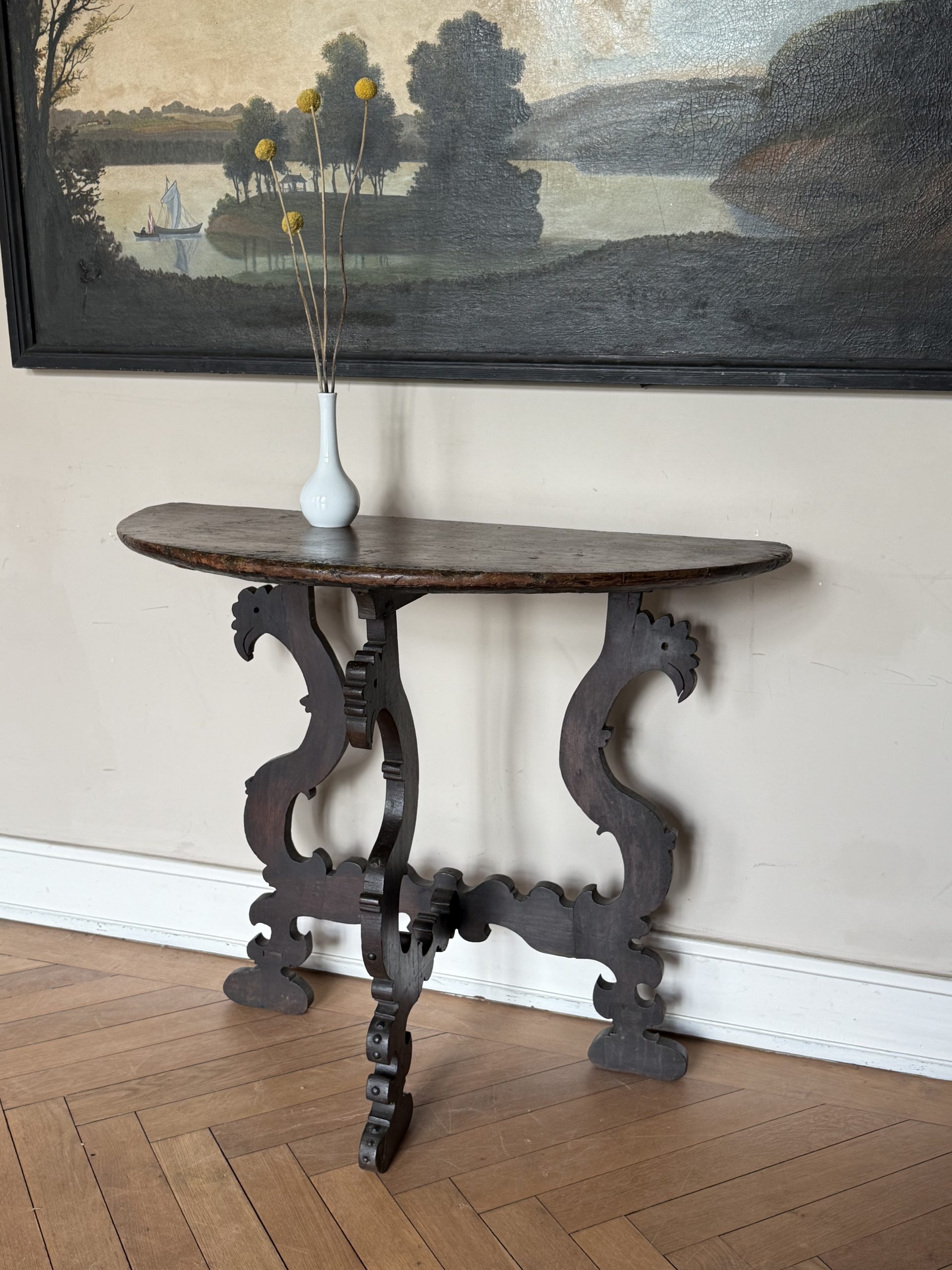 Early 18th Century Walnut Demi Lune Table 