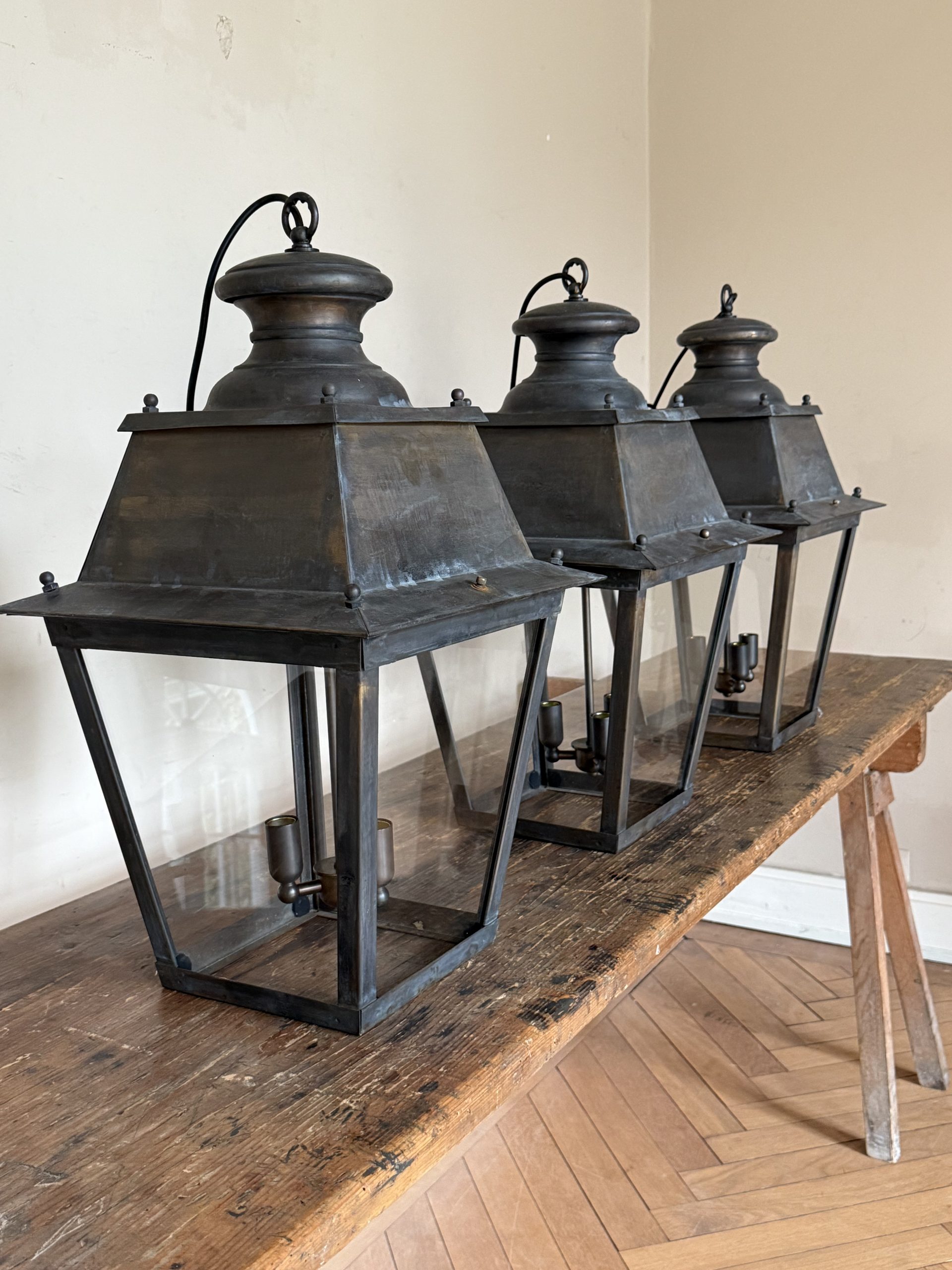 Suite of 3 Antique Hanging Lanterns (Set No.1) 