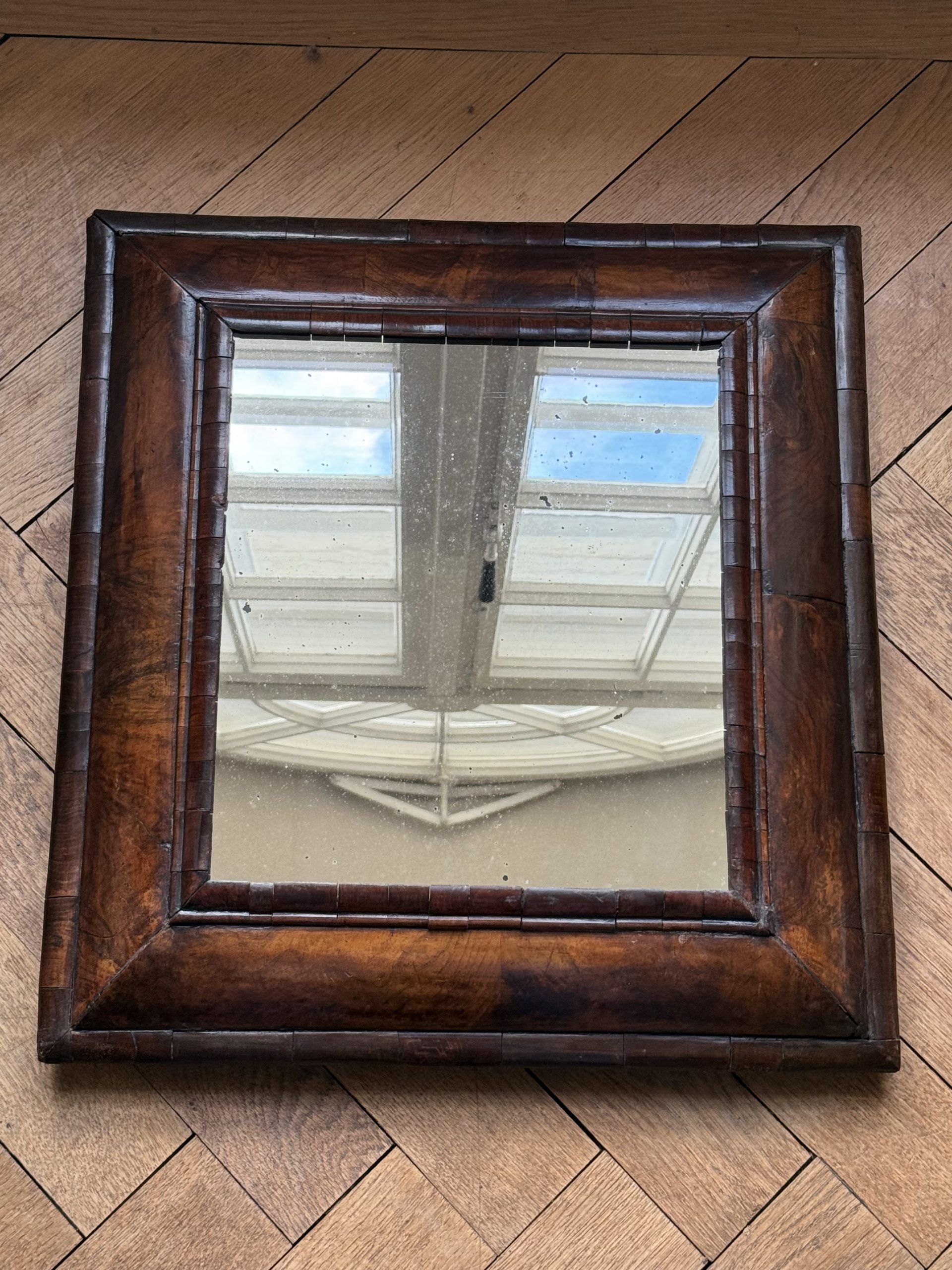 18th C. Walnut Cushion Mirror 