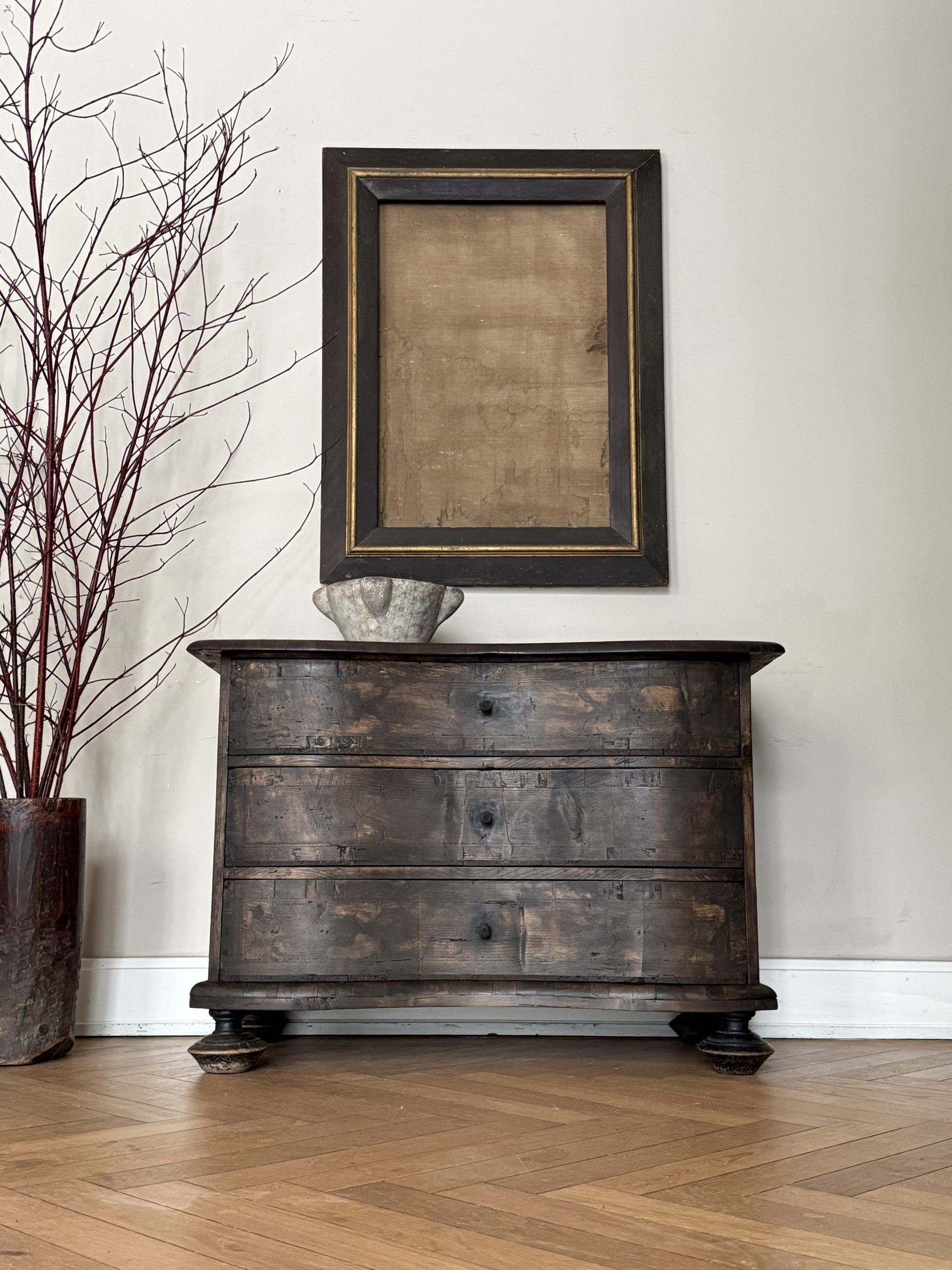 Black 18th Century Serpentine Dresser 