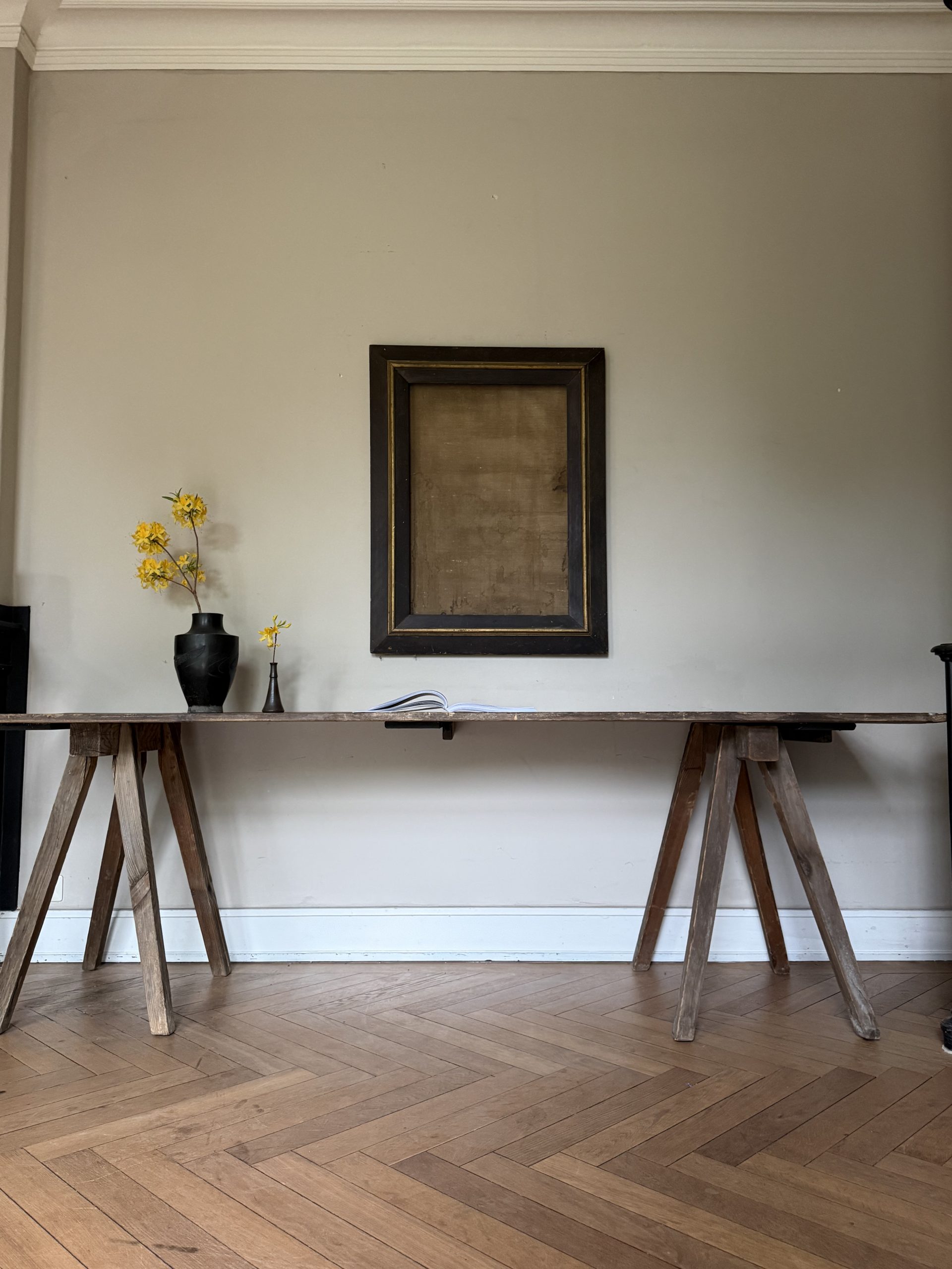 Pair of Trestles Tables / Long Dining Table