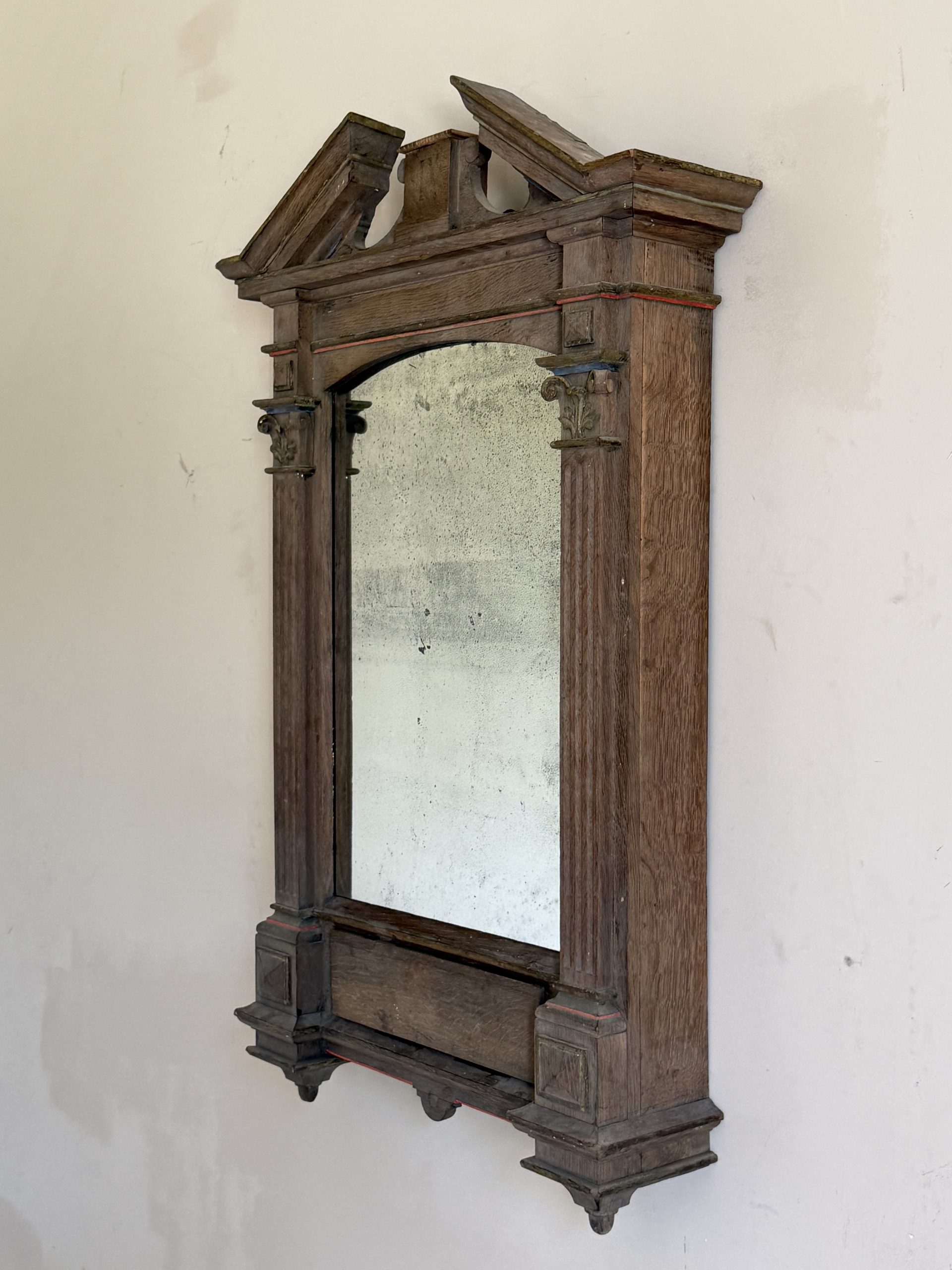 19th Century Architectural Oak Mirror 